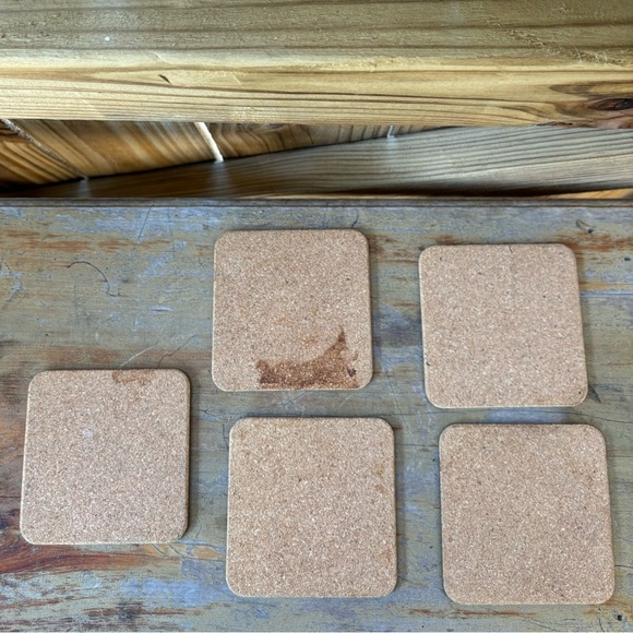 Set of 5 Vintage Pimpernel Fruit Theme Teal Border Cork Back Coasters 4 1/8” - Picture 7 of 8